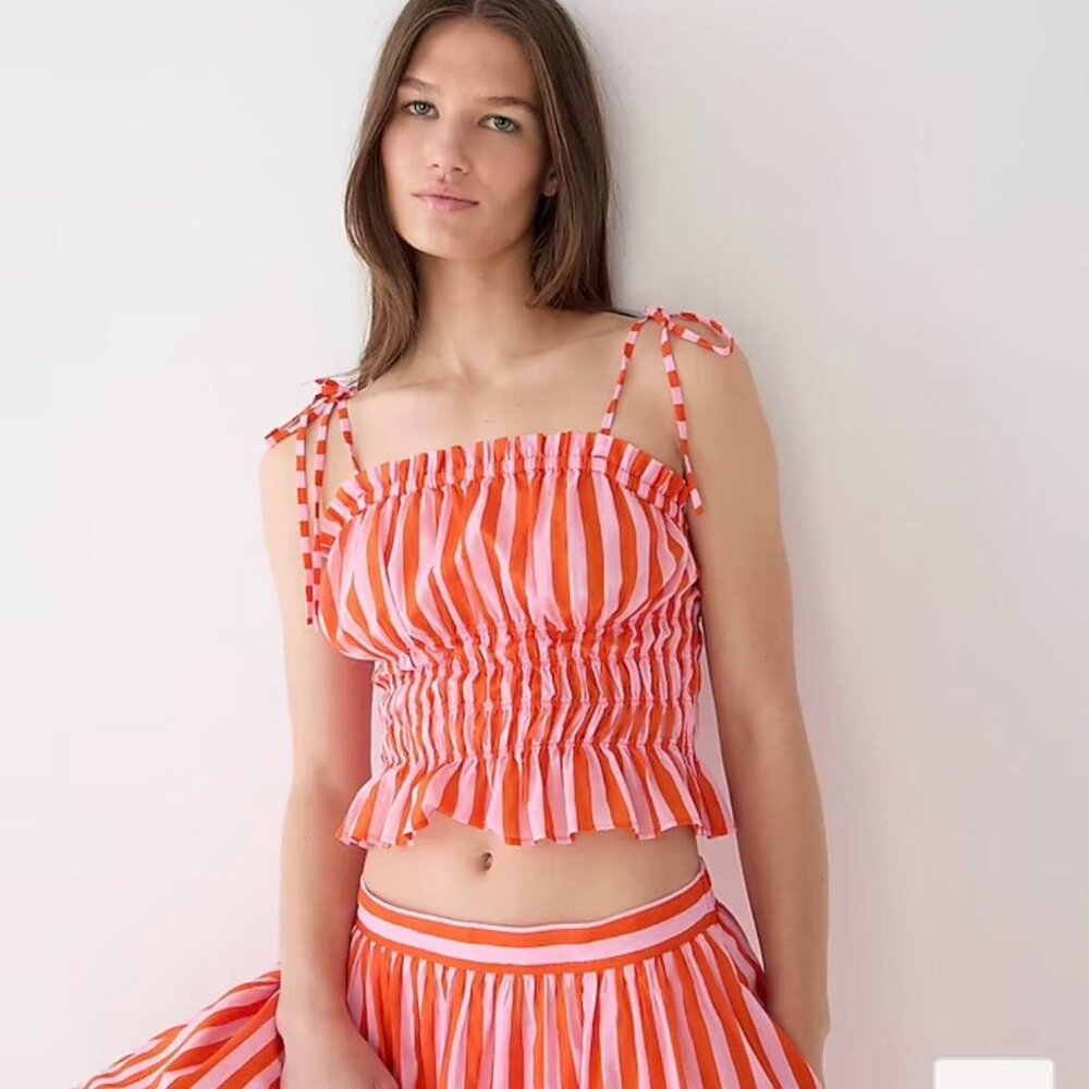 J. Crew Smocked Striped Top